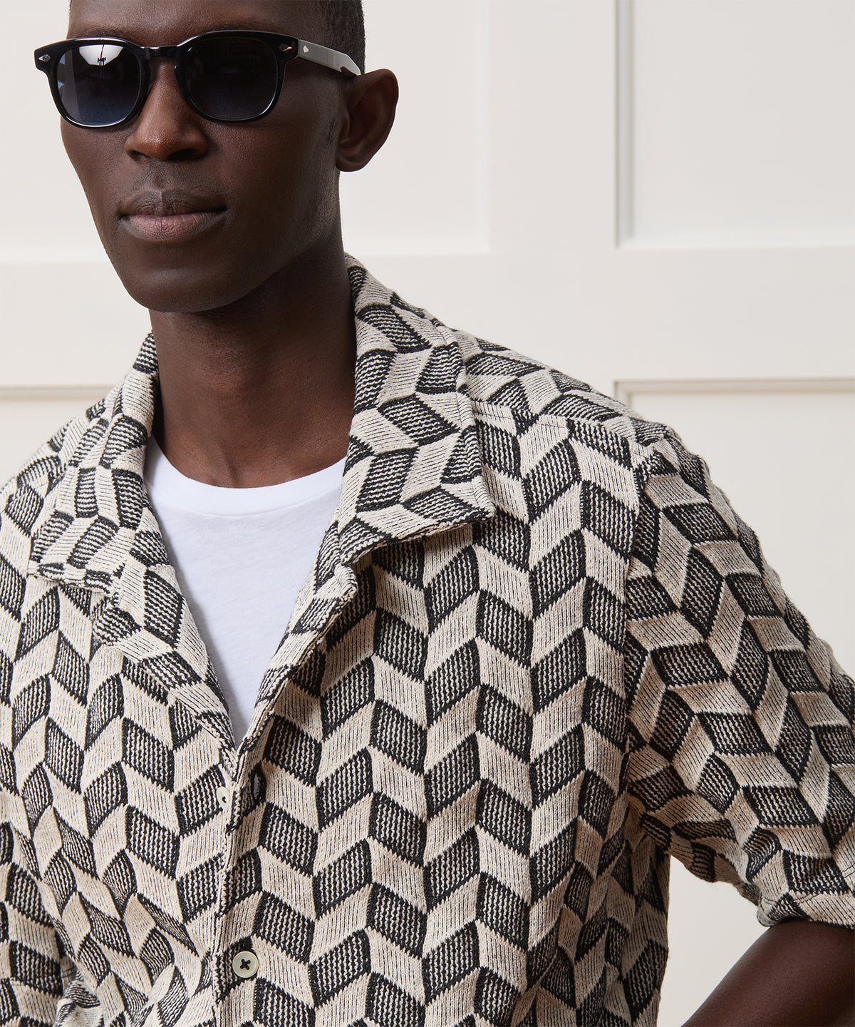 Relaxed Checkered Guayabera Shirt