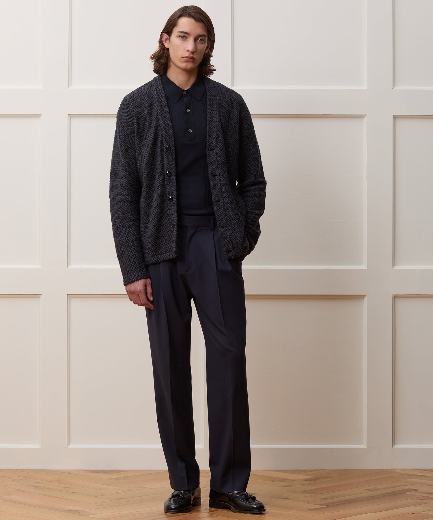 Cotton Boucle Cardigan in Captain Navy – Todd Snyder