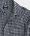 Long-Sleeve Houndstooth Double Knit Polo in Classic Navy