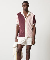 Colorblock Terry Beach Polo in Classic Burgundy