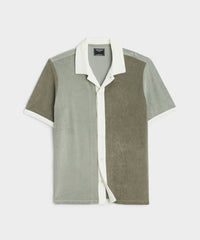 Colorblock Terry Beach Polo in Soft Sage