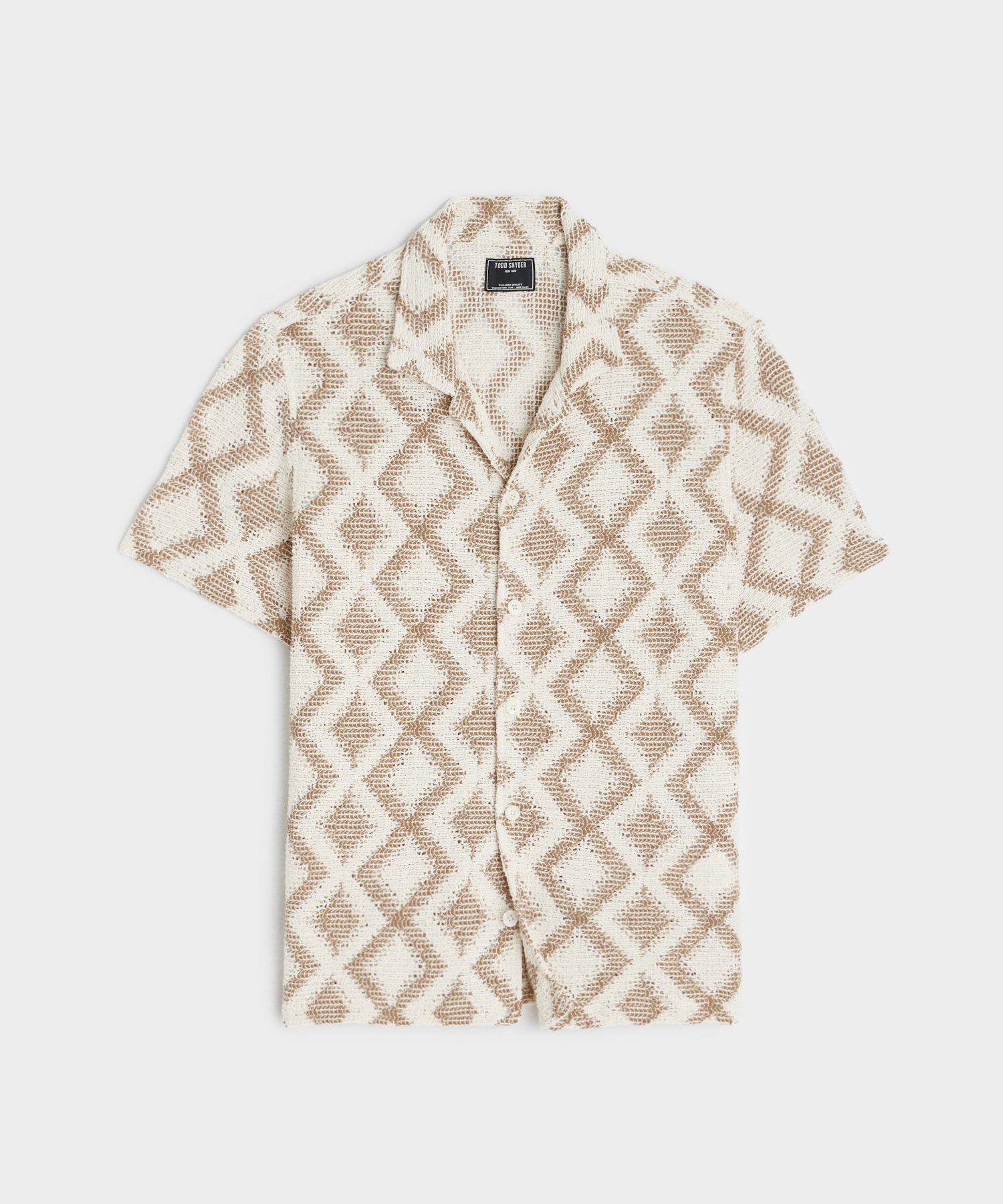 Diamond Open-Knit Cabana Shirt in Chalk