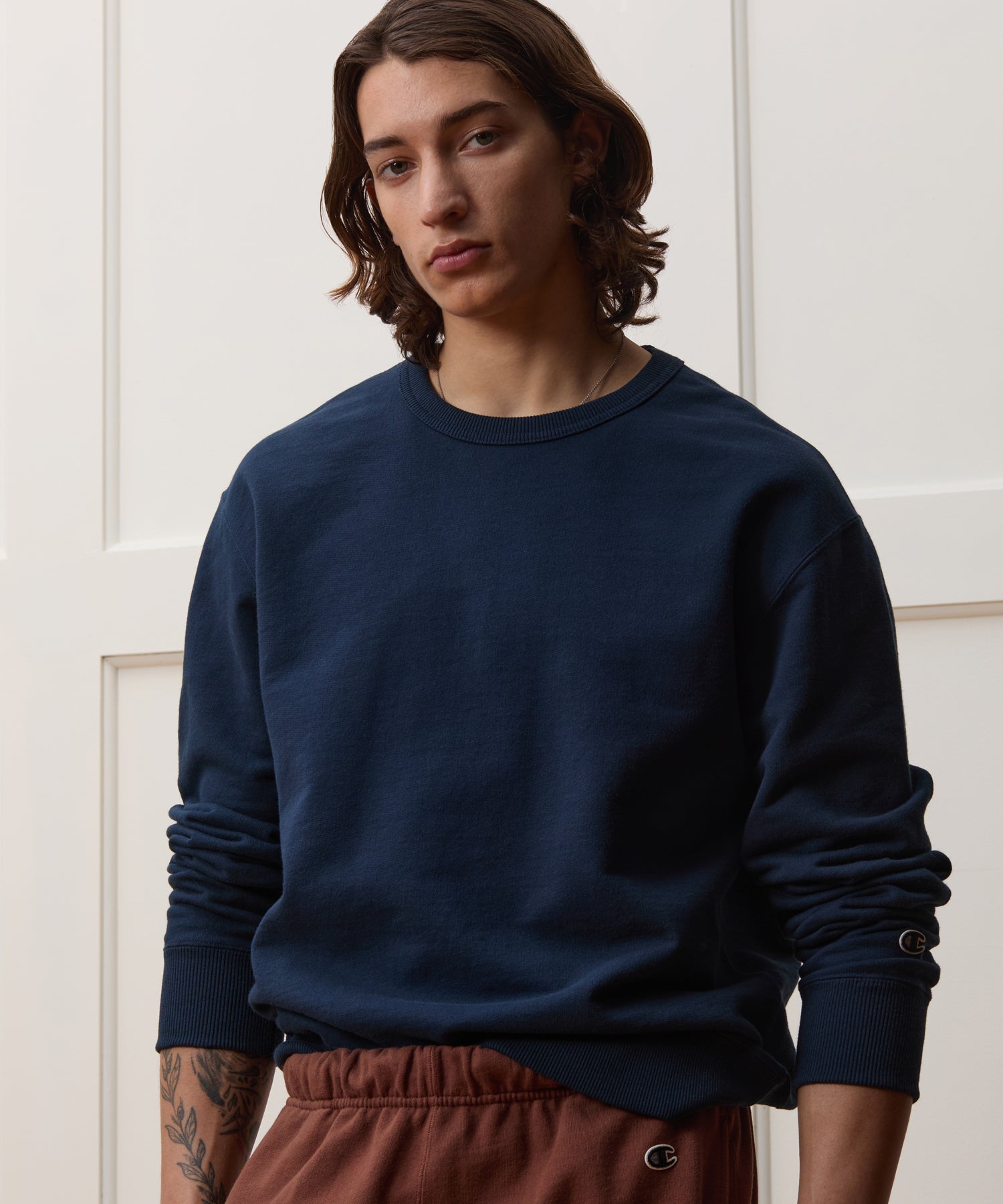 Champion Relaxed French Terry Crewneck in Classic Navy – Todd Snyder
