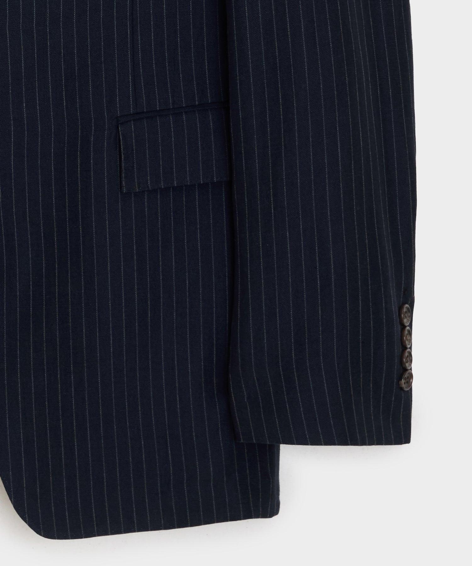 Italian Cotton-Linen Pinstripe Sutton Jacket in Navy Stripe – Todd