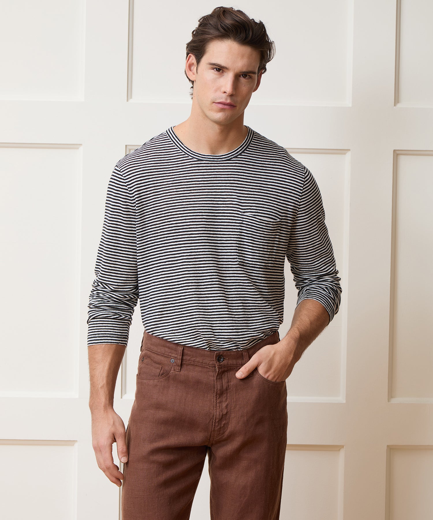 Linen Jersey Tee in Captain Navy Stripe – Todd Snyder