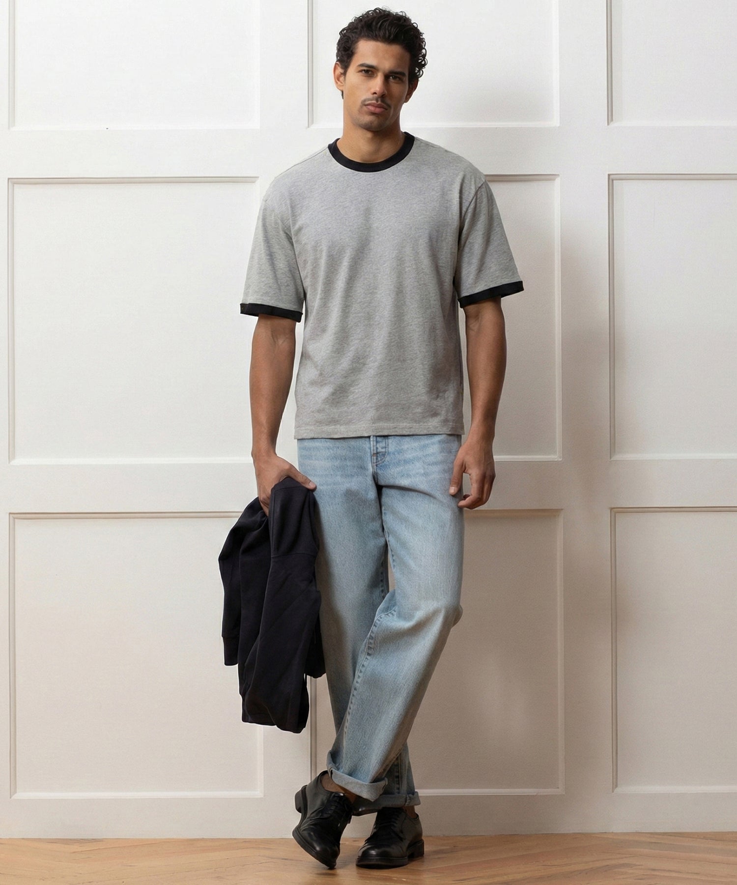 Boxy Jersey Ringer Tee in Grey Heather – Todd Snyder