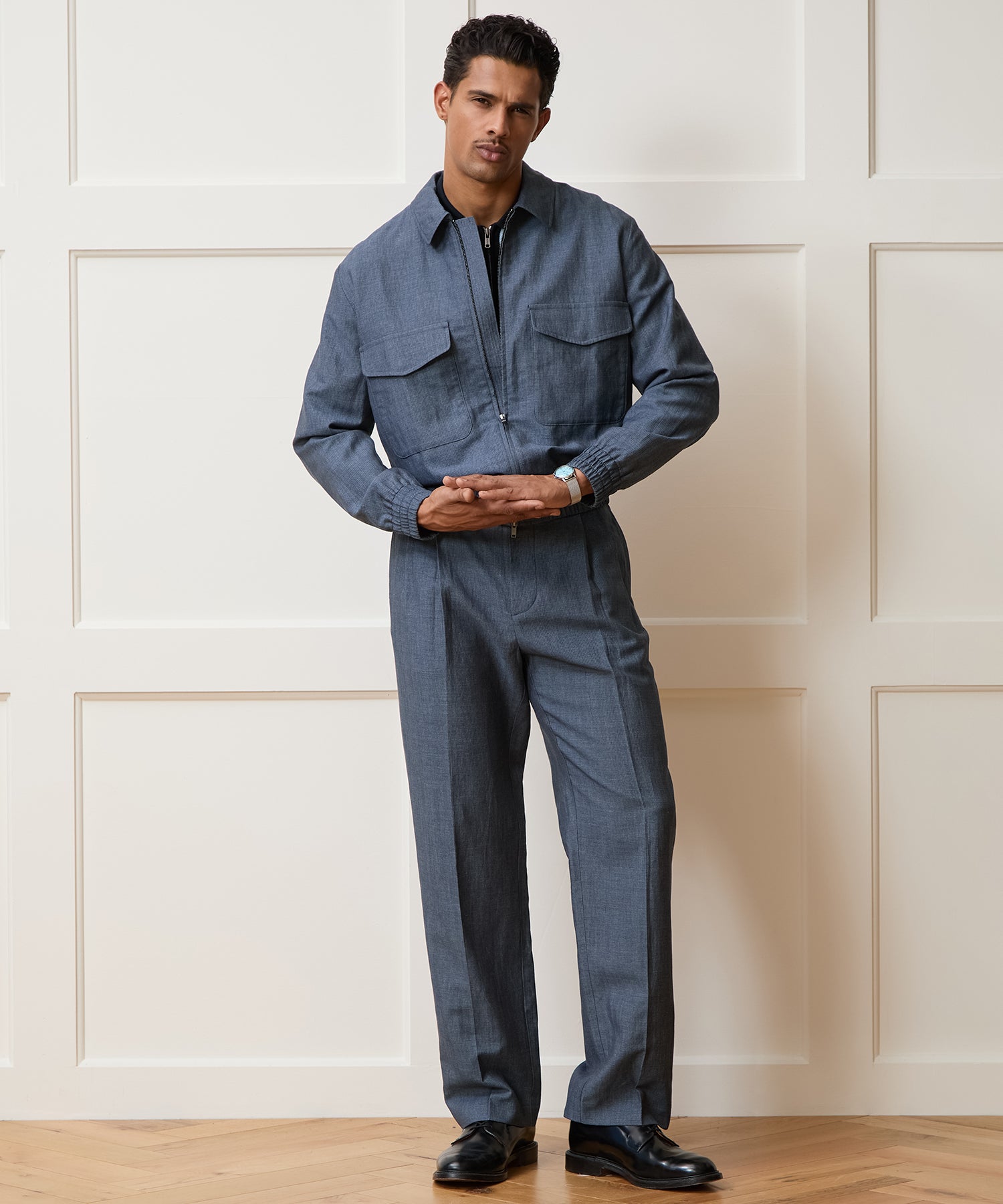 Linen-Wool Officer Trouser in Light Blue Stripe – Todd Snyder