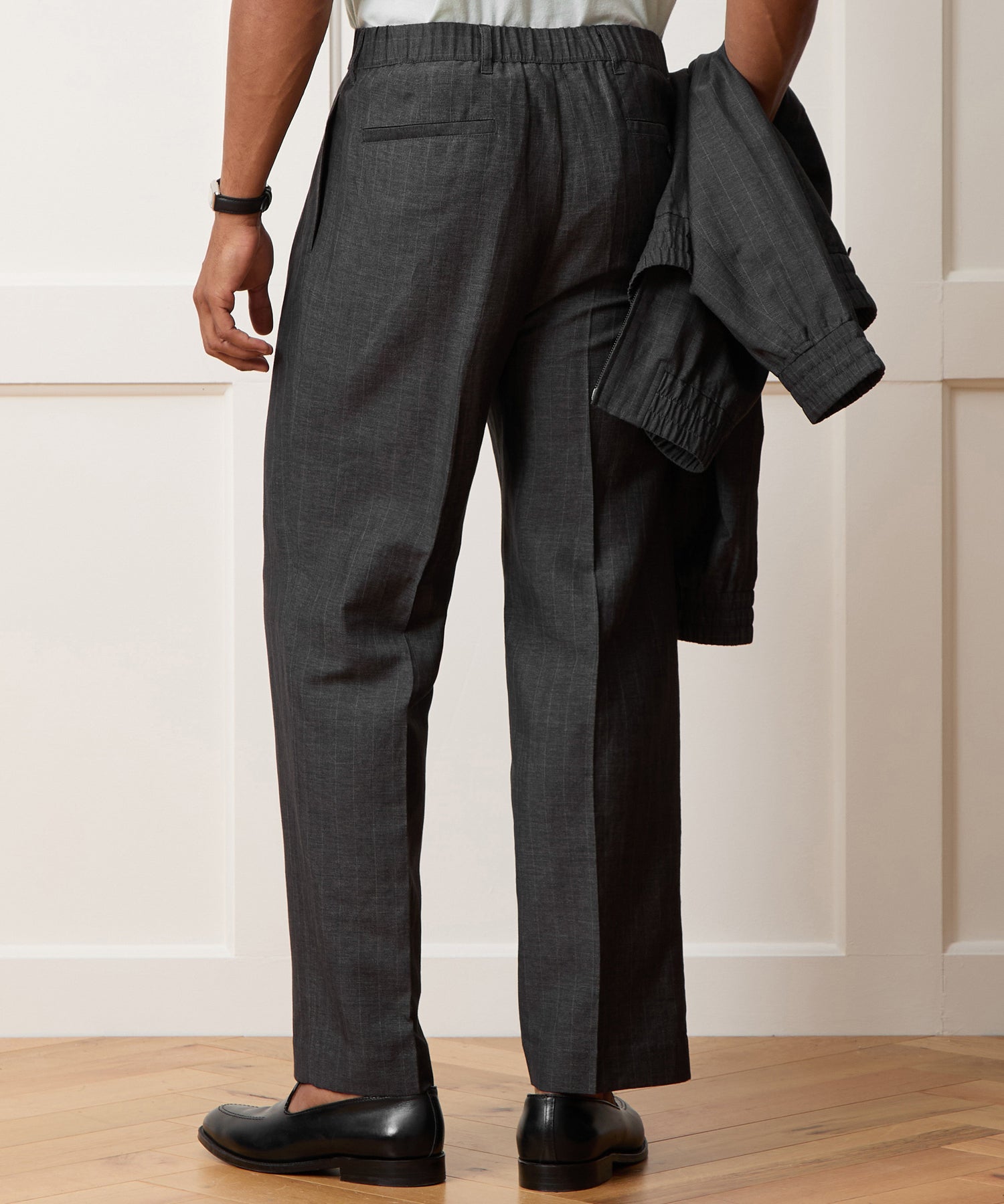 Linen-Wool Officer Trouser in Charcoal Stripe – Todd Snyder