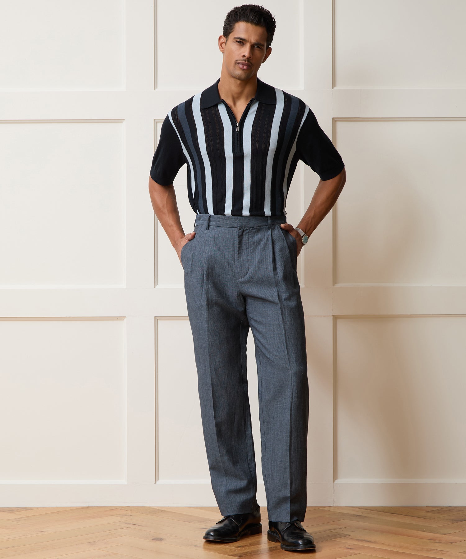 Linen-Wool Officer Trouser in Light Blue Stripe – Todd Snyder