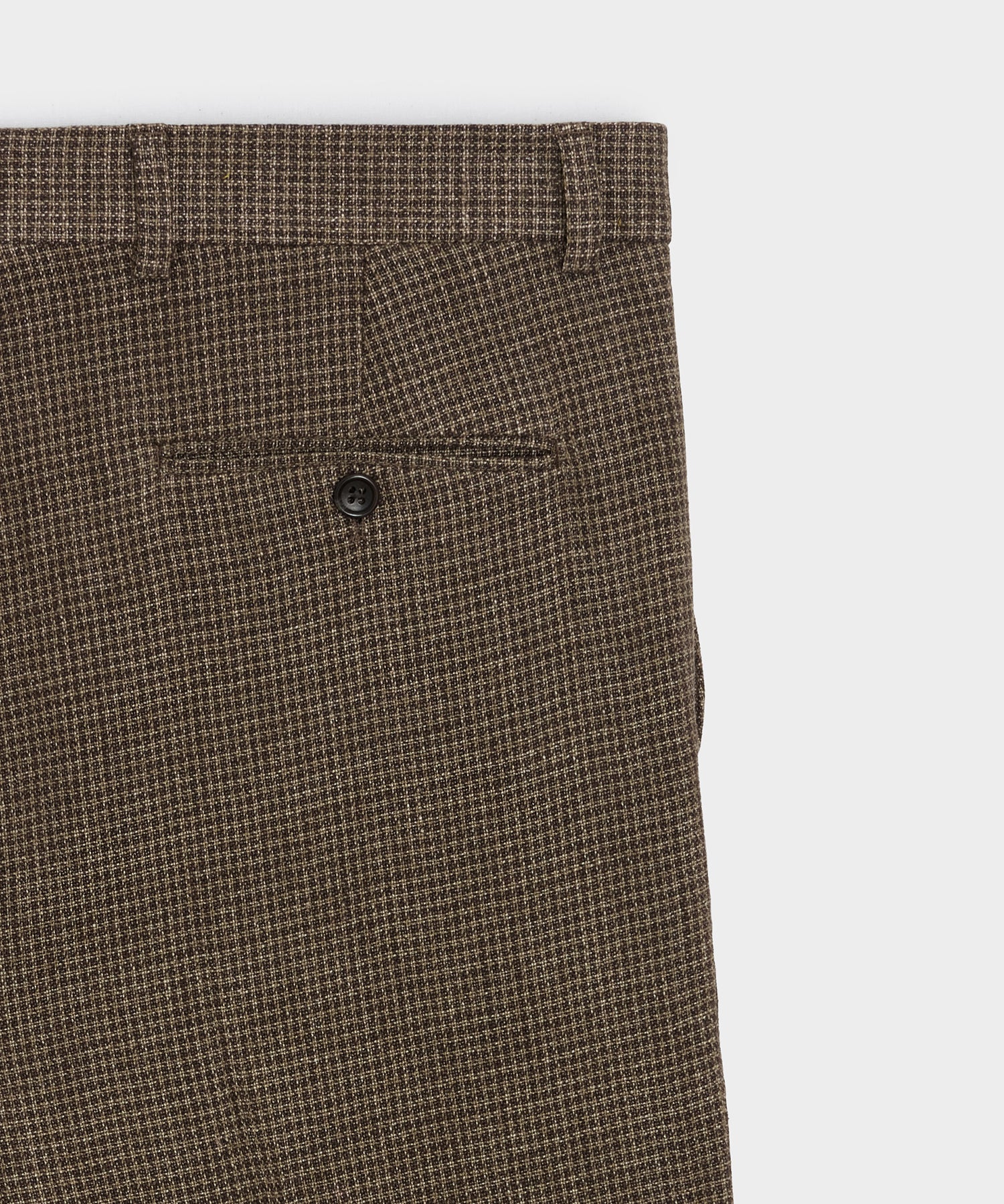 Italian Linen Houndstooth Madison Trouser in Tan Houndstooth