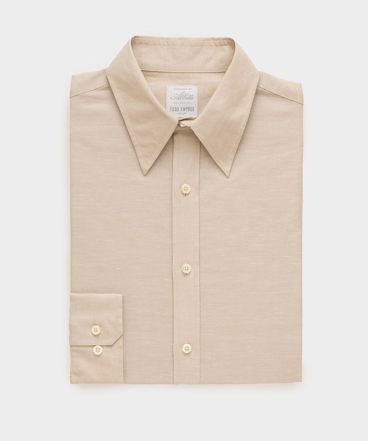Italian Cotton-Linen Long Point Collar Dress Shirt