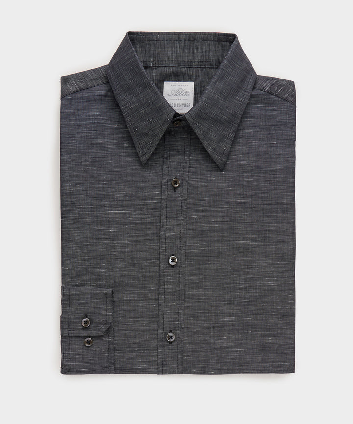 Italian Cotton-Linen Long Point Collar Dress Shirt