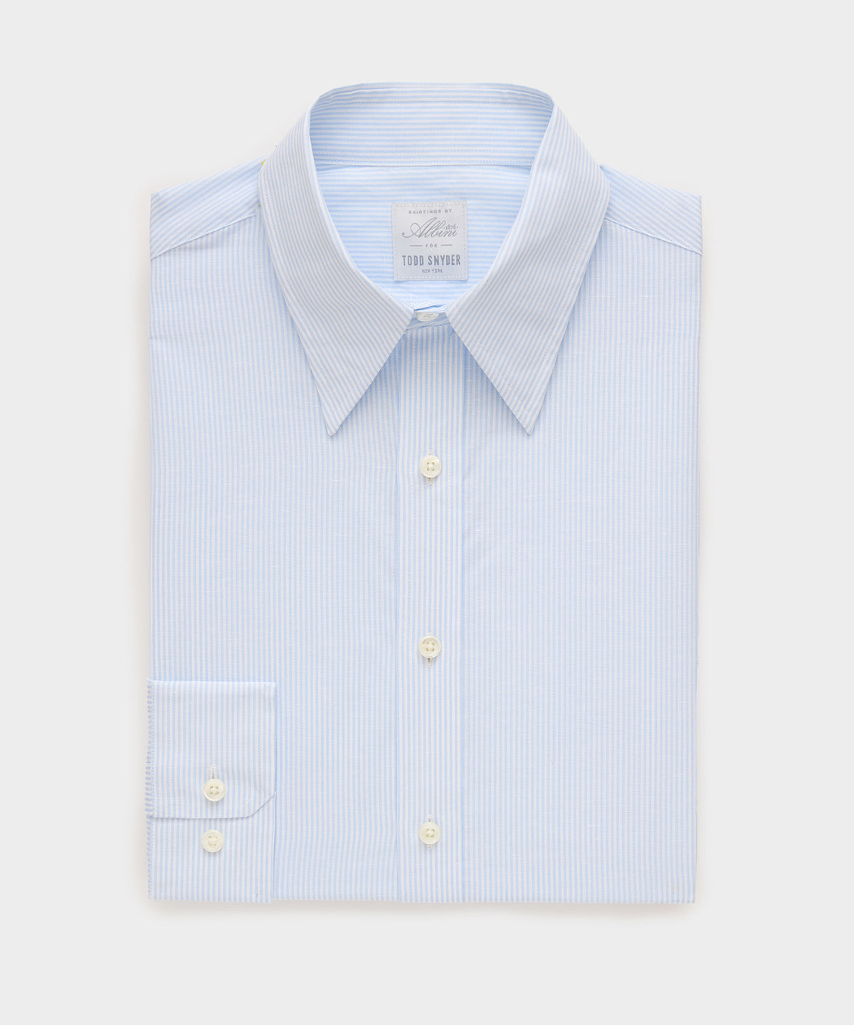Italian Cotton-Linen Long Point Collar Dress Shirt
