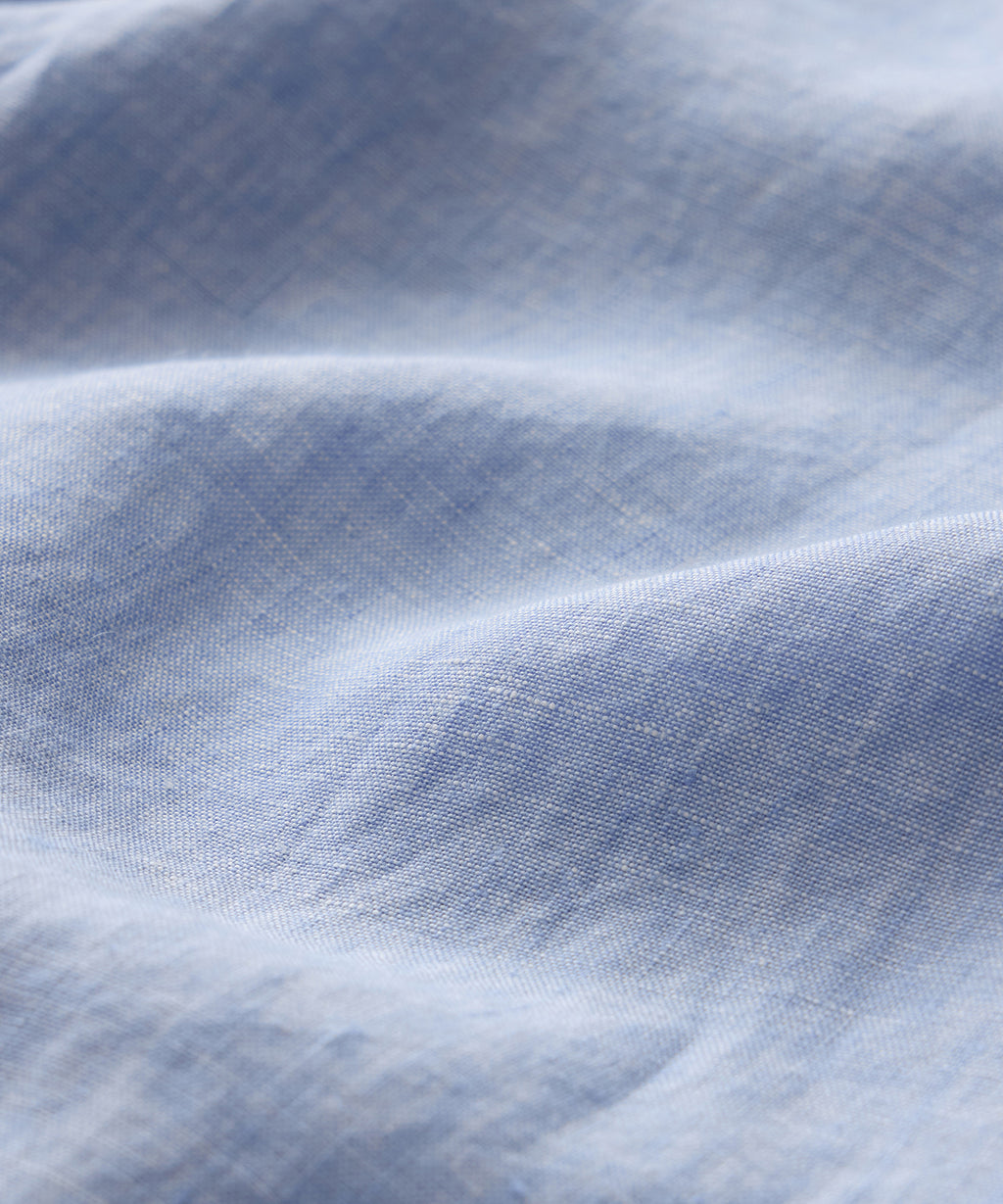 pdp-2, Close-up detail of the Todd Snyder Linen Western Shirt in Blue.
