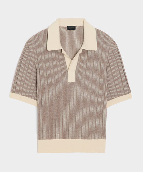 ヌー様second layer 23ss s/s open knit polo Casanova Sweater Polo in Bisque – Todd Snyder