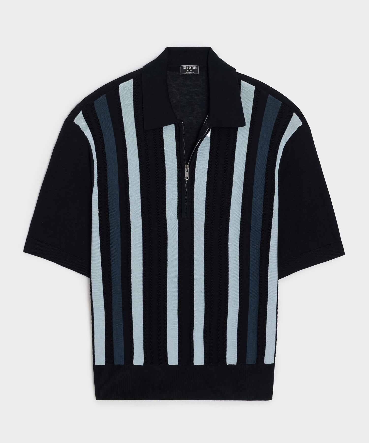 Stratford Quarter-Zip Sweater Polo in Navy Stripe – Todd Snyder