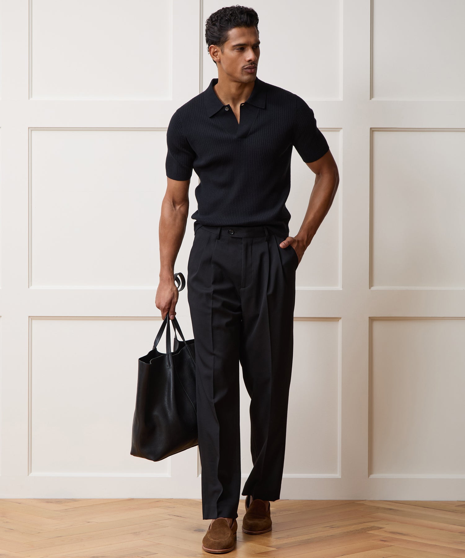 トップス POLO Cotton-Cashmere Sweater Polo in Black – Todd Snyder