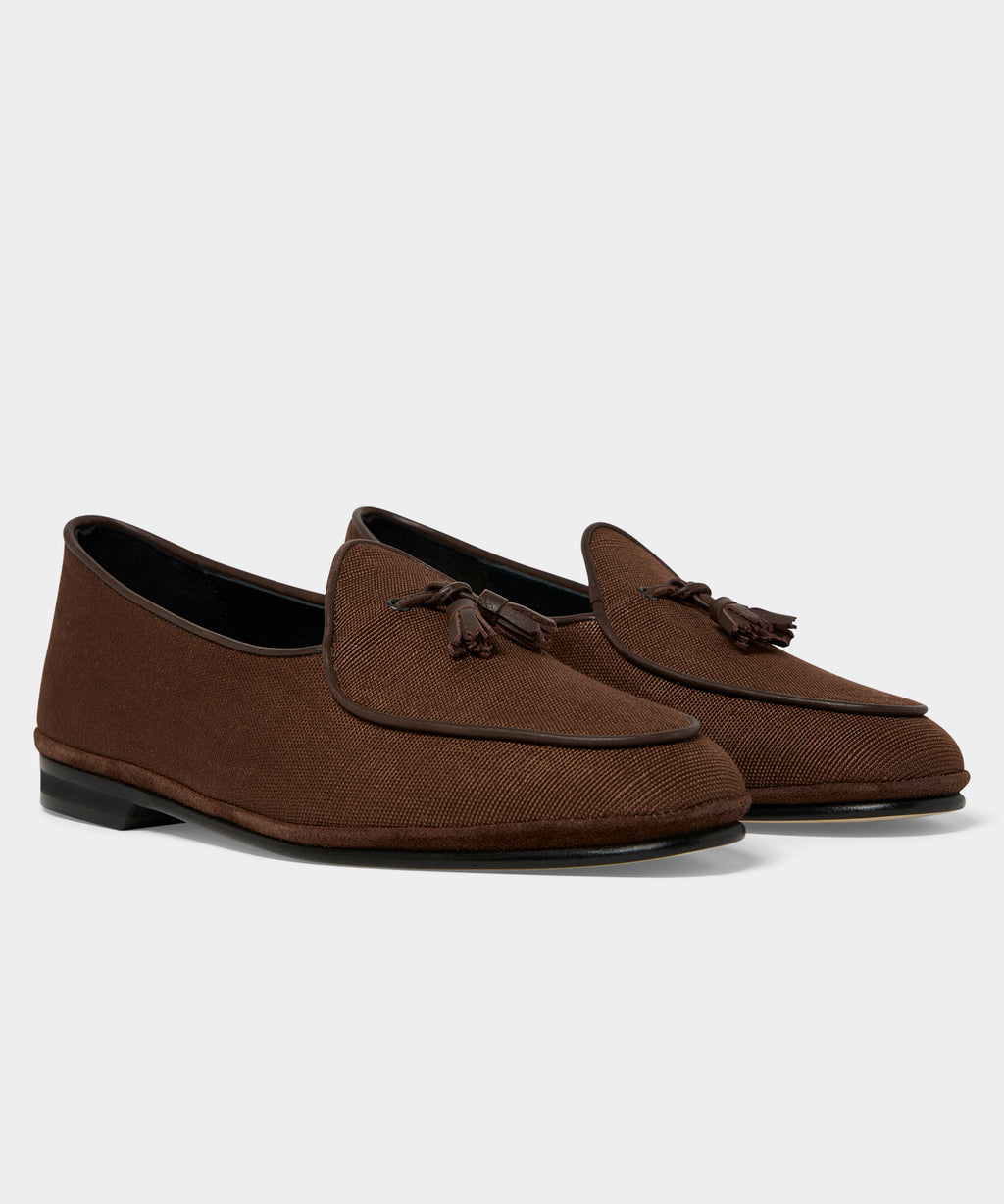 Rubinacci Marphy Woven Linen Tassel Loafer