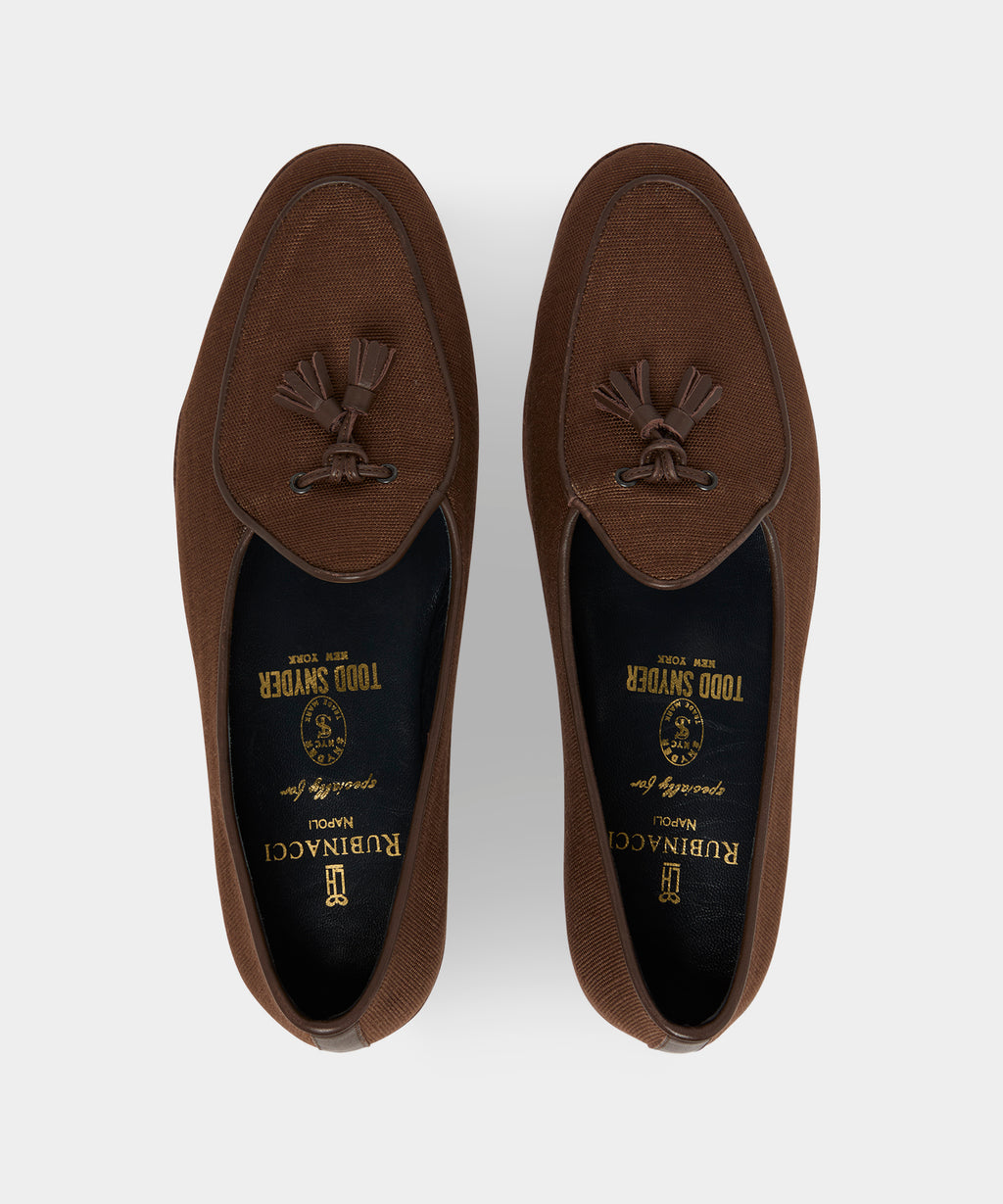 Rubinacci Marphy Woven Linen Tassel Loafer