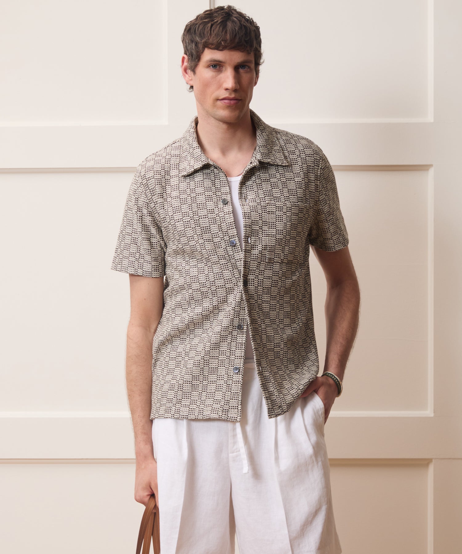 Italian Crosshatch Knit Shirt in Brown Pattern – Todd Snyder