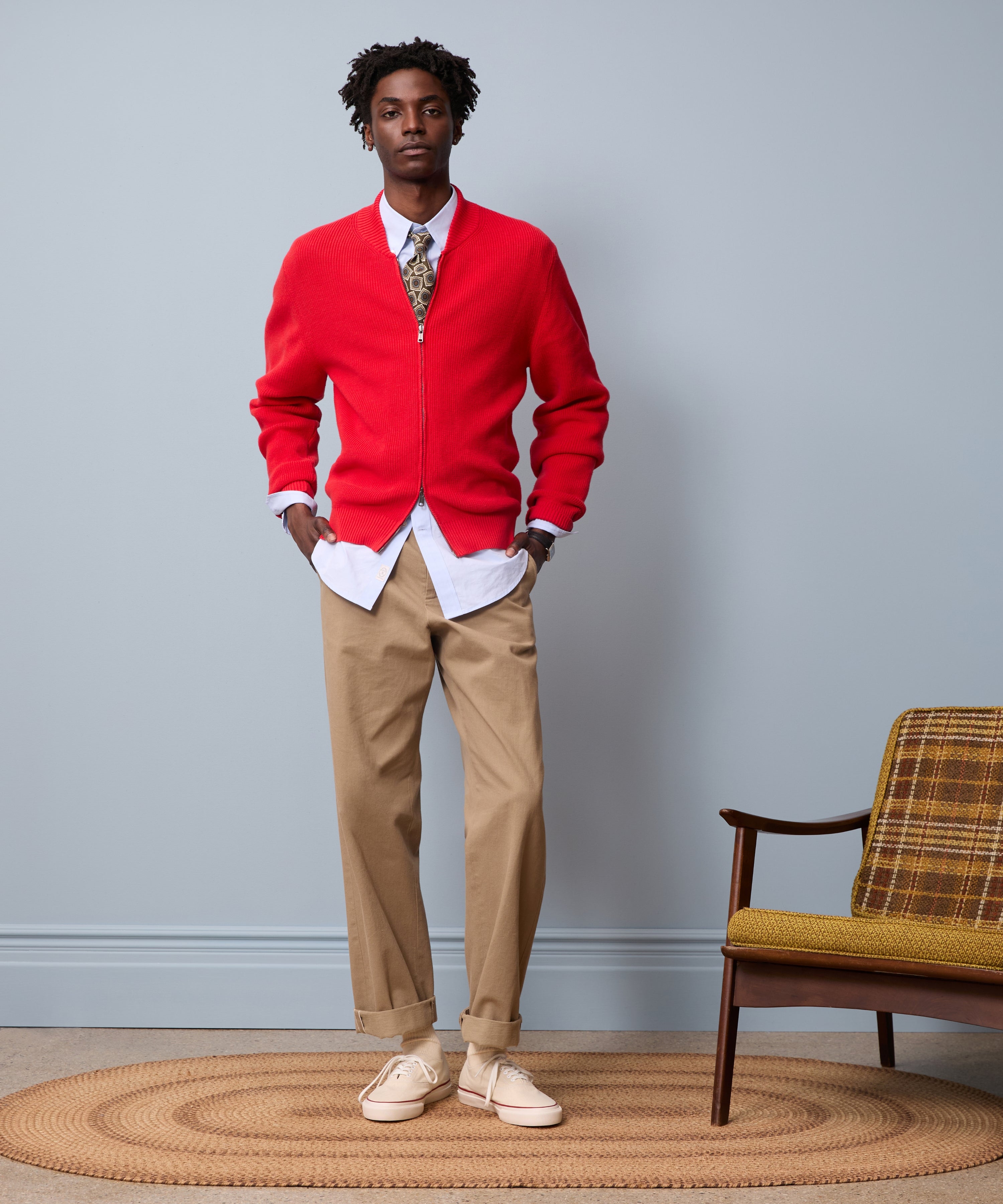 Todd Snyder x Mister Rogers' Neighborhood Zip-Up Sweater in Red