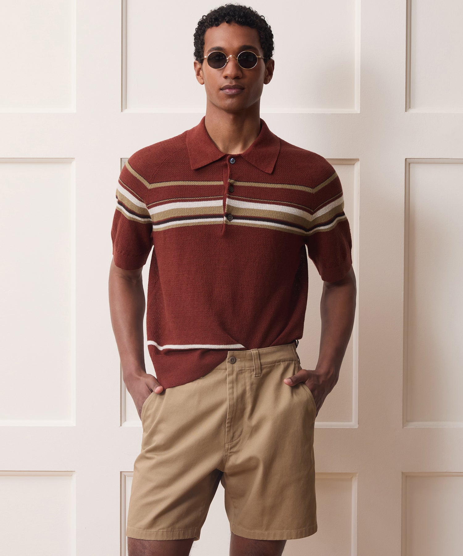 Clemente Sweater Polo in Foundry Red Stripe – Todd Snyder