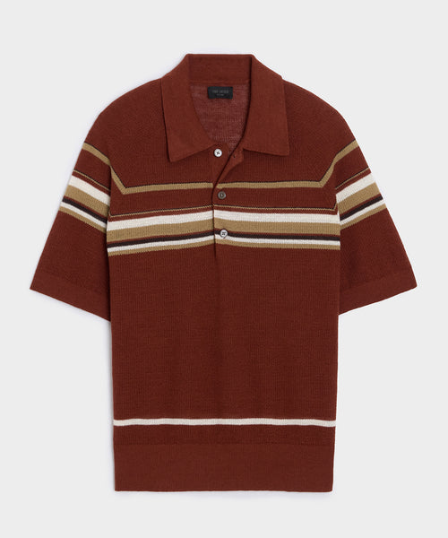 Clemente Sweater Polo in Foundry Red Stripe – Todd Snyder