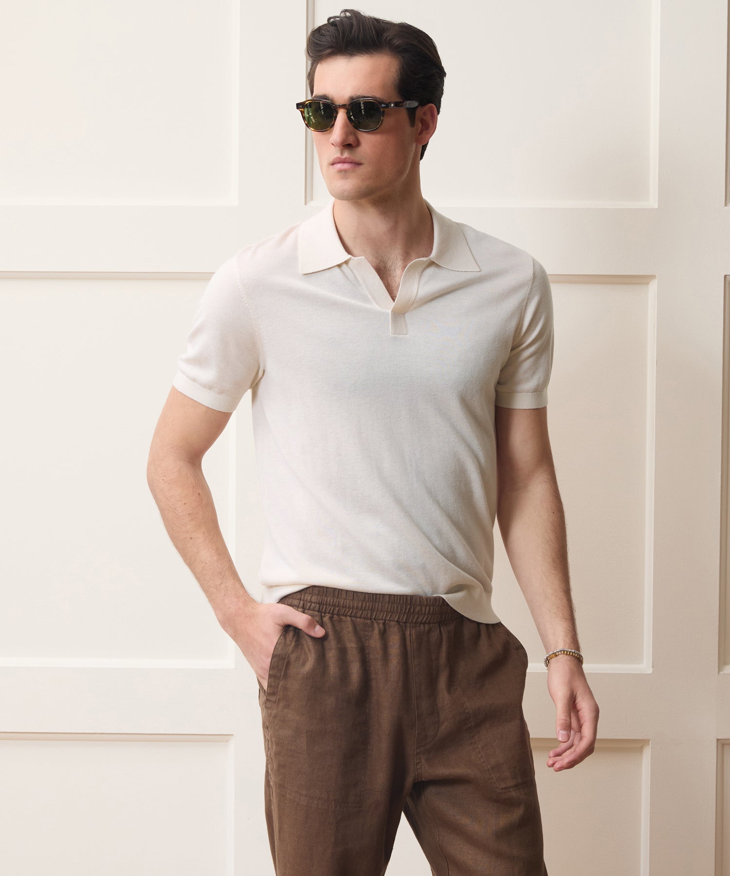 Silk-Cashmere Montauk Sweater Polo in Bisque – Todd Snyder