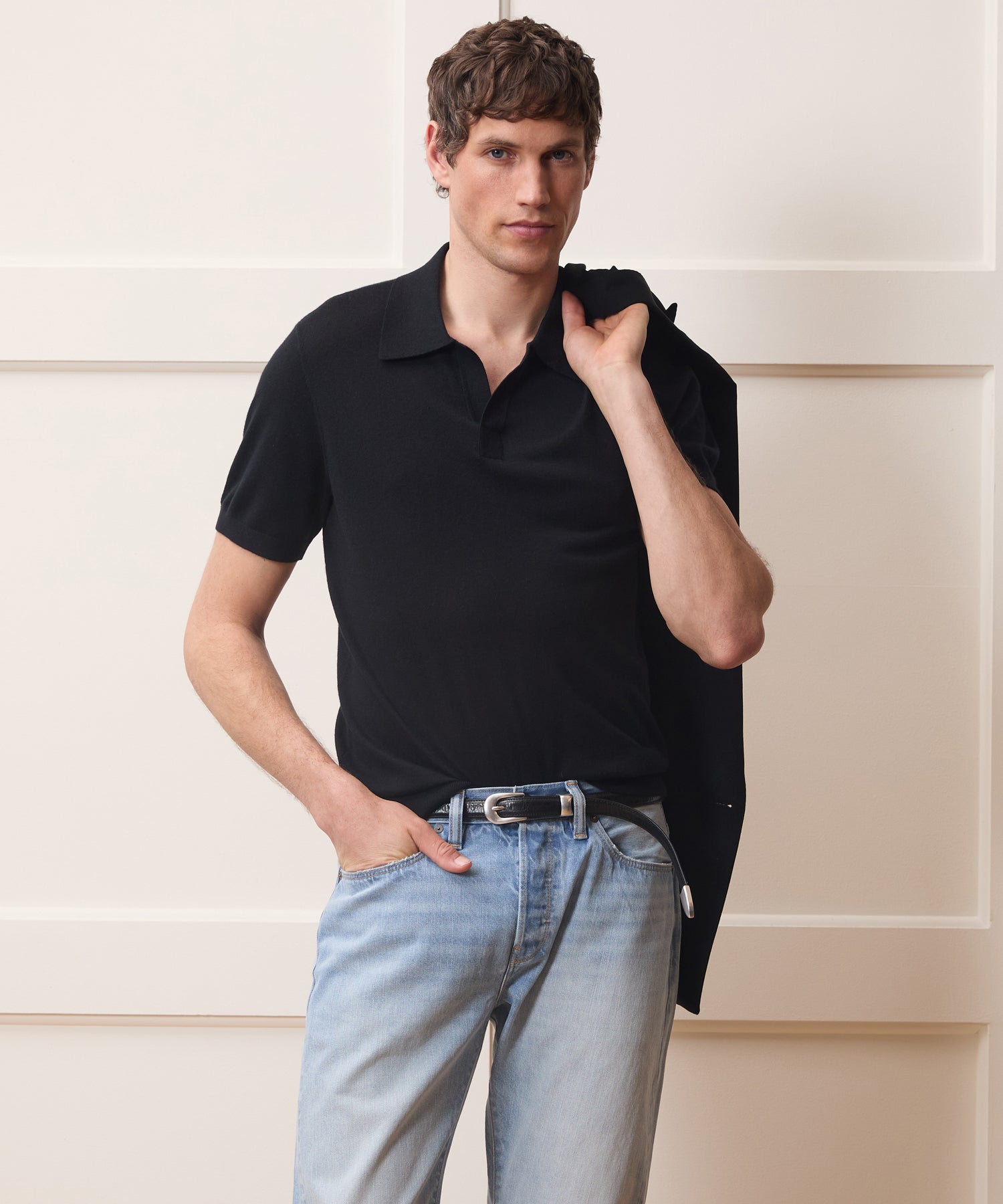 Silk-Cashmere Montauk Sweater Polo in Black – Todd Snyder