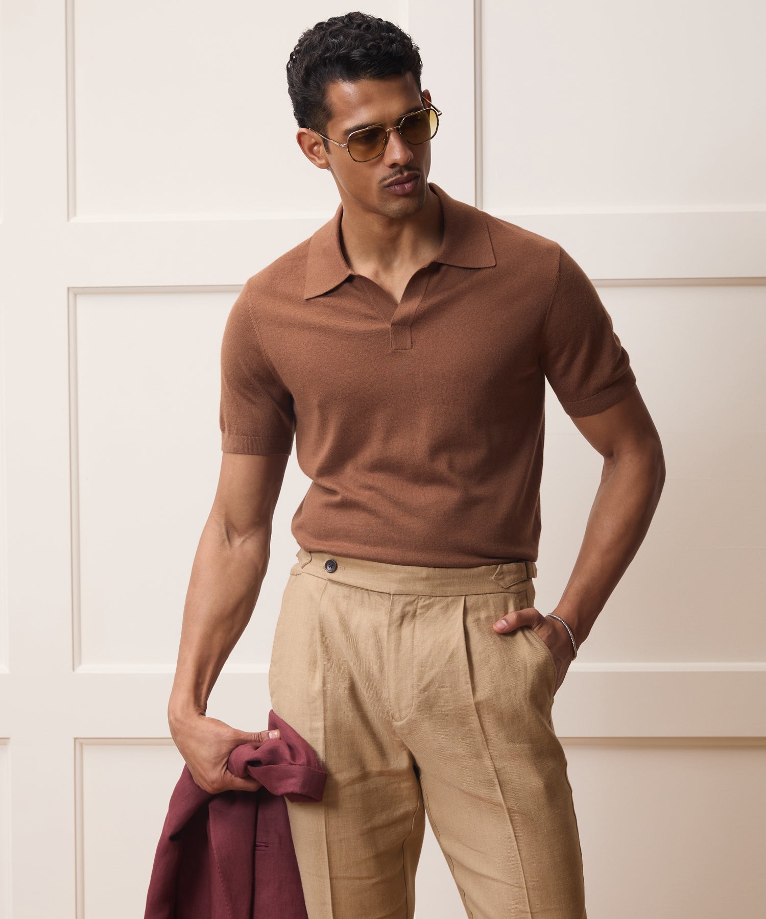 Silk-Cashmere Montauk Sweater Polo in Weathered Oak – Todd Snyder