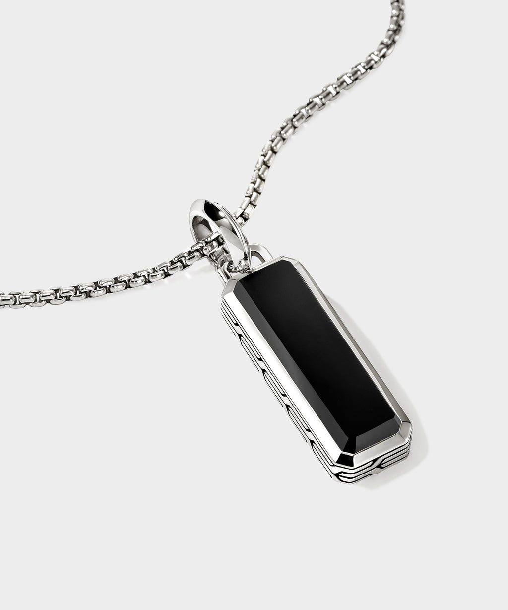 John Hardy Sterling Silver Onyx Talisman Necklace