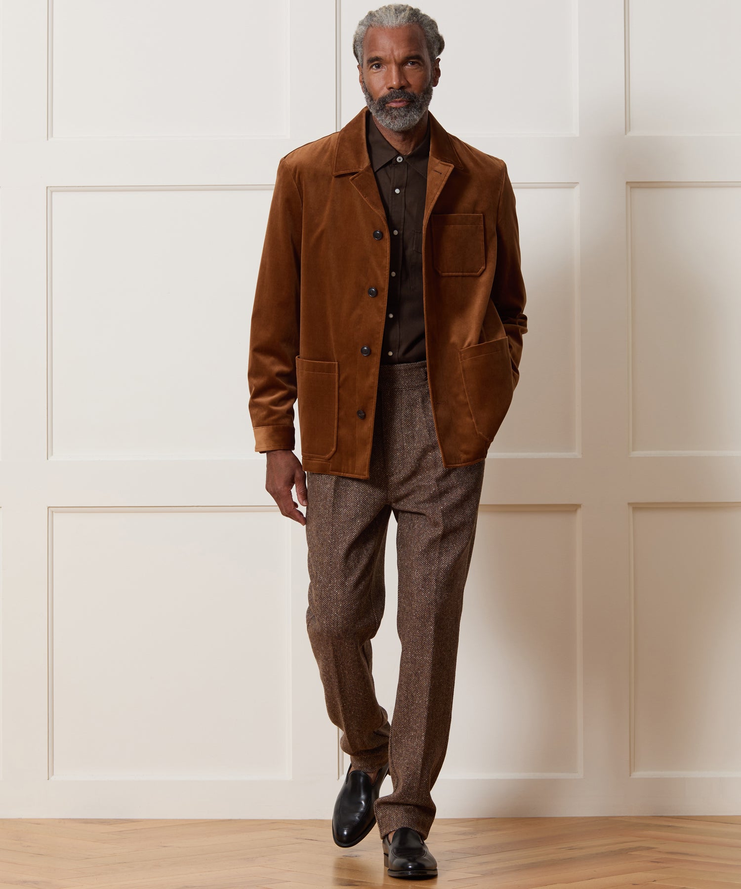 Italian Velvet Tailored Chore Coat in Caramel – Todd Snyder