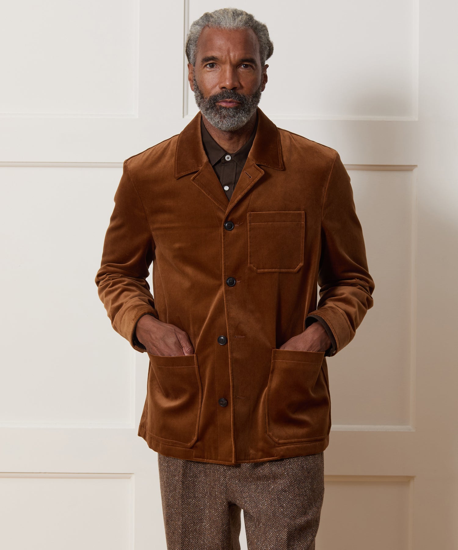 Italian Velvet Tailored Chore Coat in Caramel – Todd Snyder