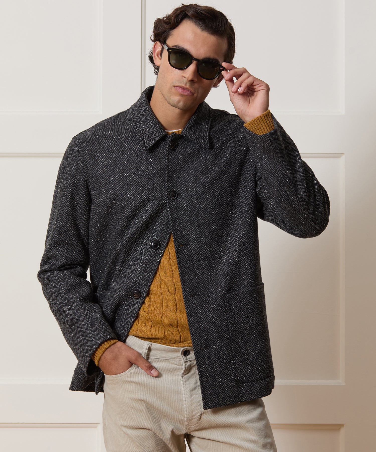 Todd Snyder トッドスナイダーチェスターコート（ウール、ダークグレー） Italian Wool Herringbone Chore Coat in Dark Charcoal – Todd Snyder