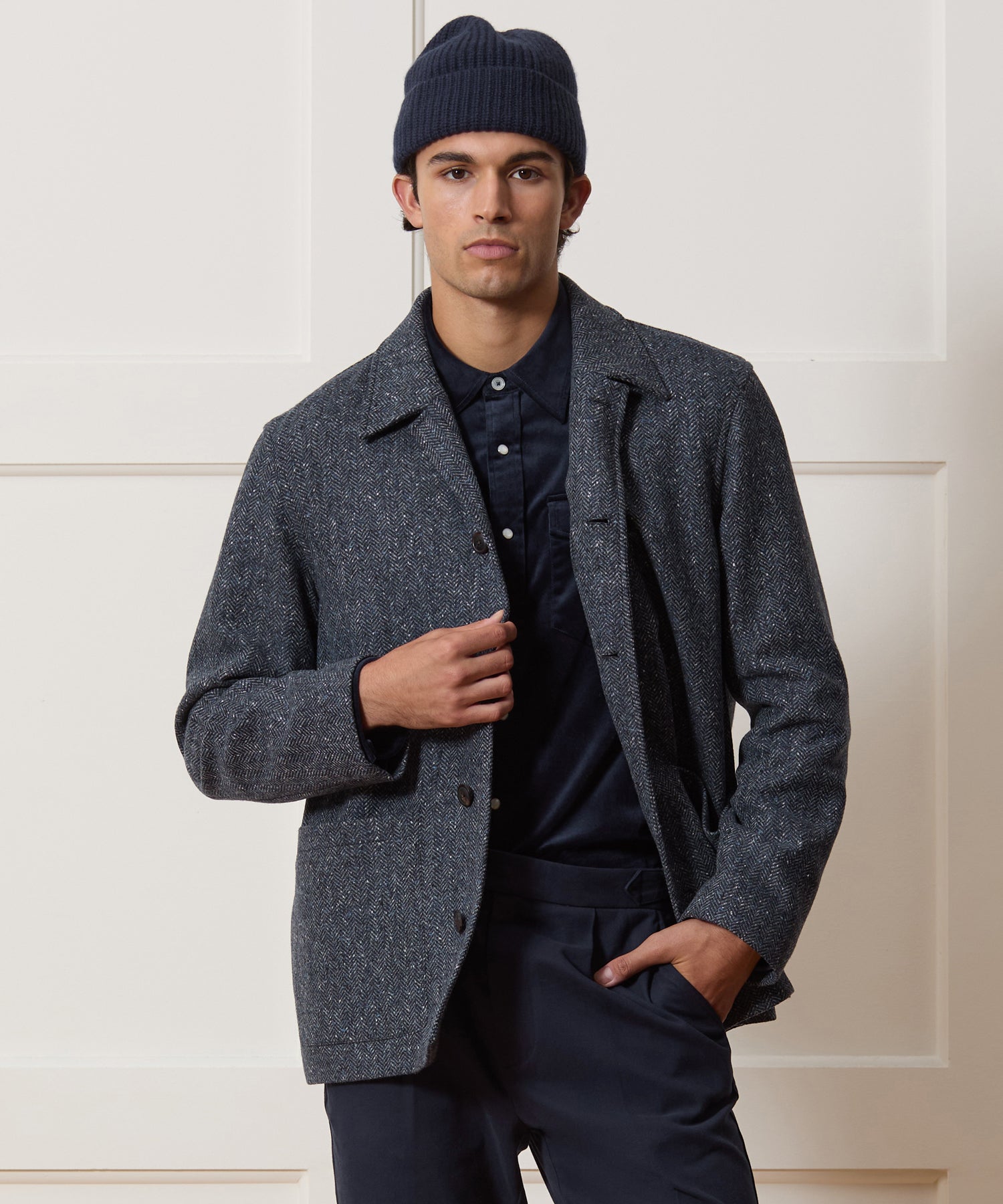 Italian Wool Herringbone Chore Coat in Steel Blue – Todd Snyder