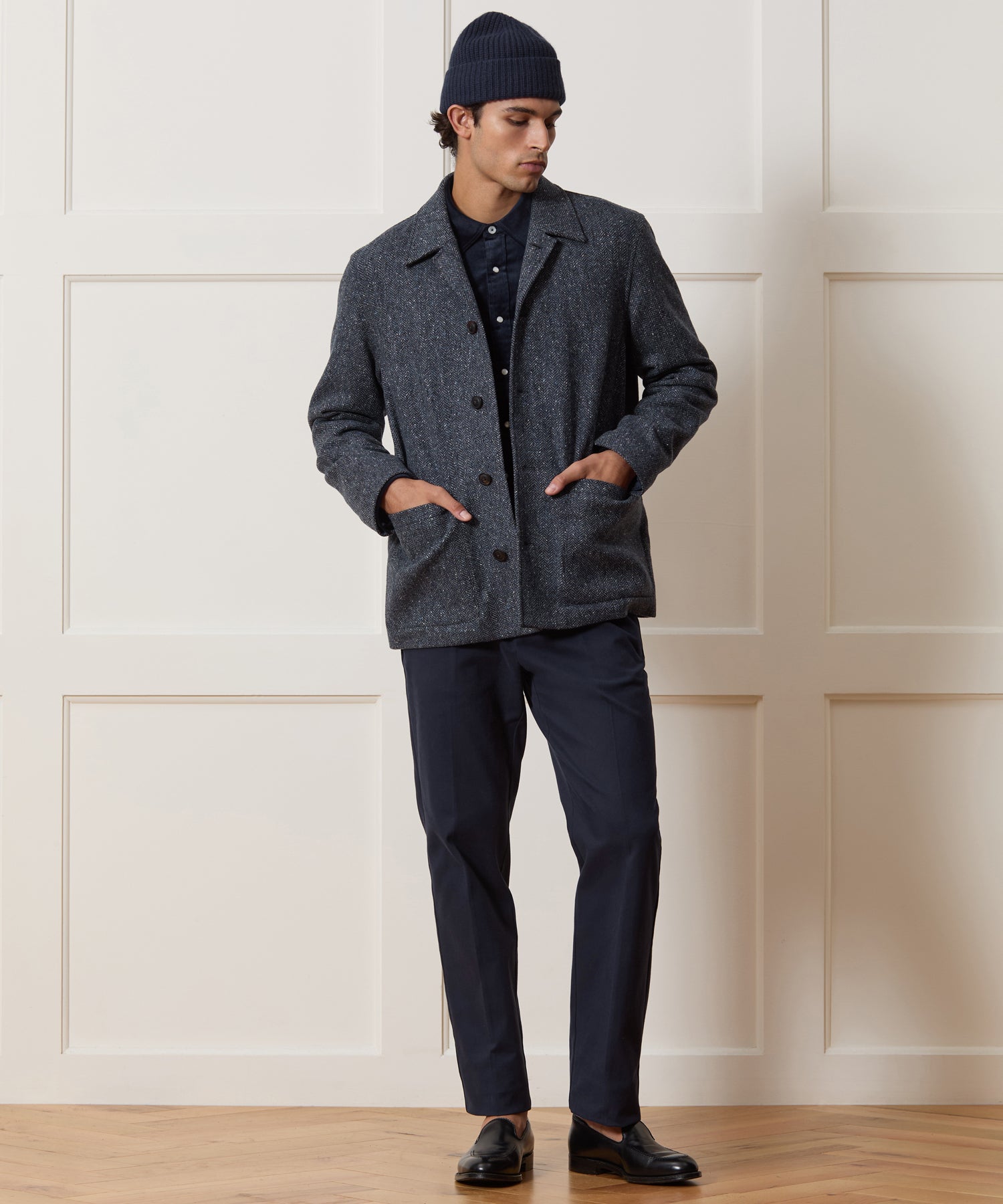 Italian Wool Herringbone Chore Coat in Steel Blue – Todd Snyder
