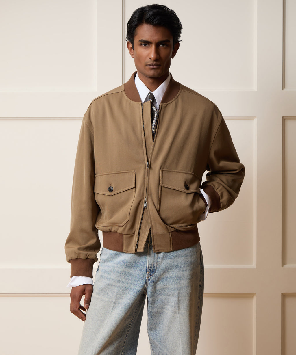 Italian Gabardine Bomber Jacket
