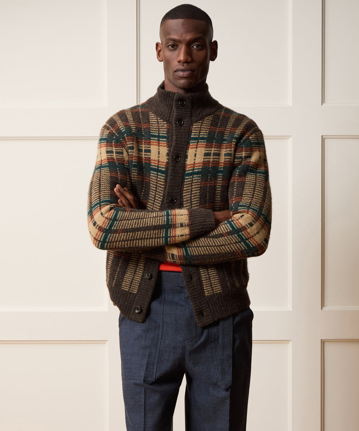 Wool Mockneck Cardigan