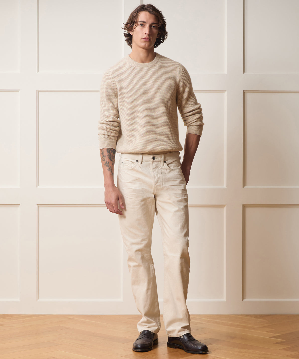 Waffle Cashmere Crewneck