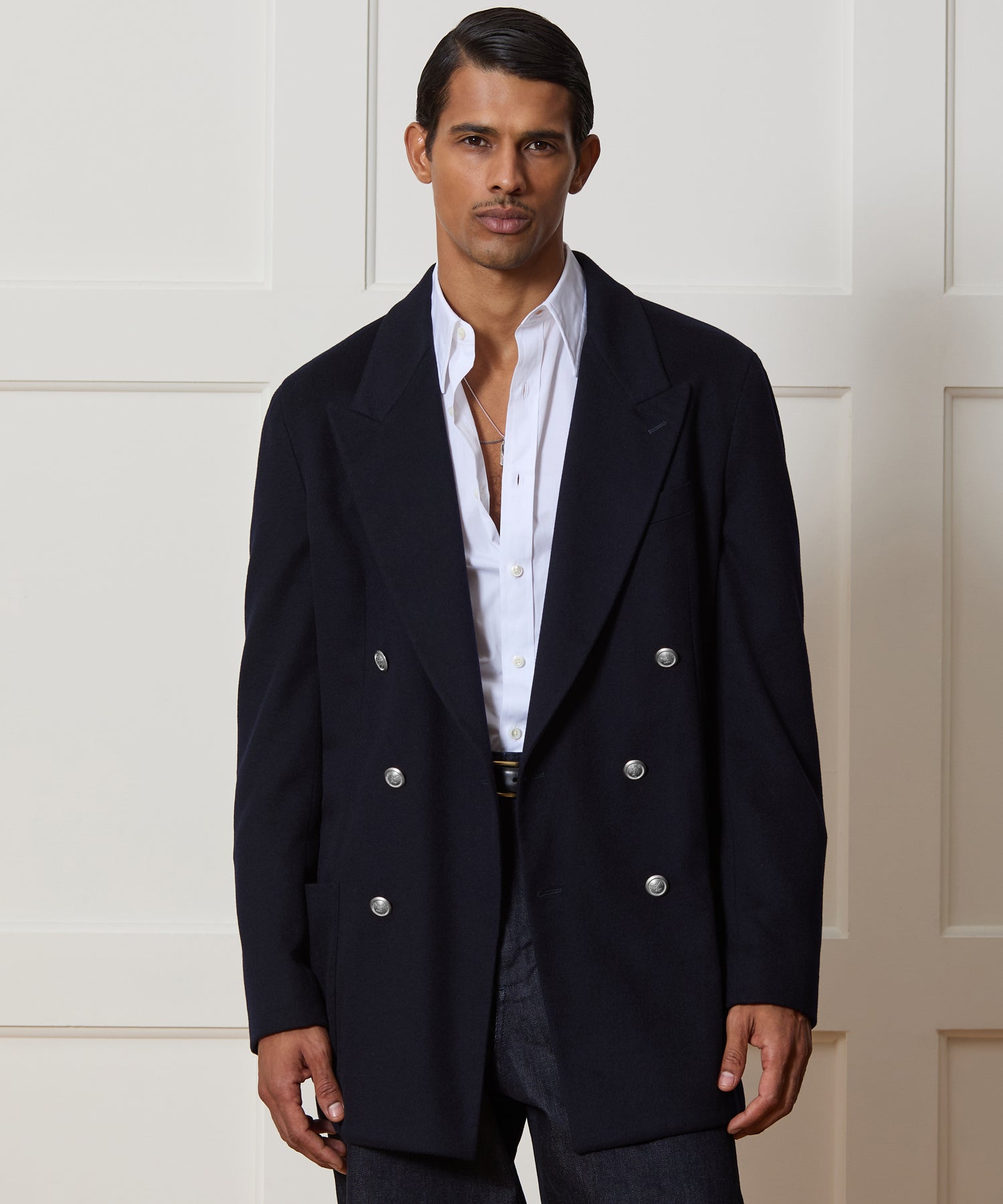 Italian Cashmere Double-Breasted Wythe Jacket in Navy – Todd Snyder