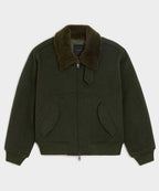 Shearling Collar Wool Bomber Jacket