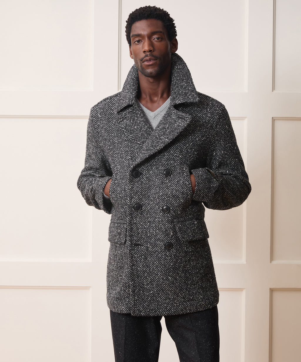 Italian Herringbone Peacoat