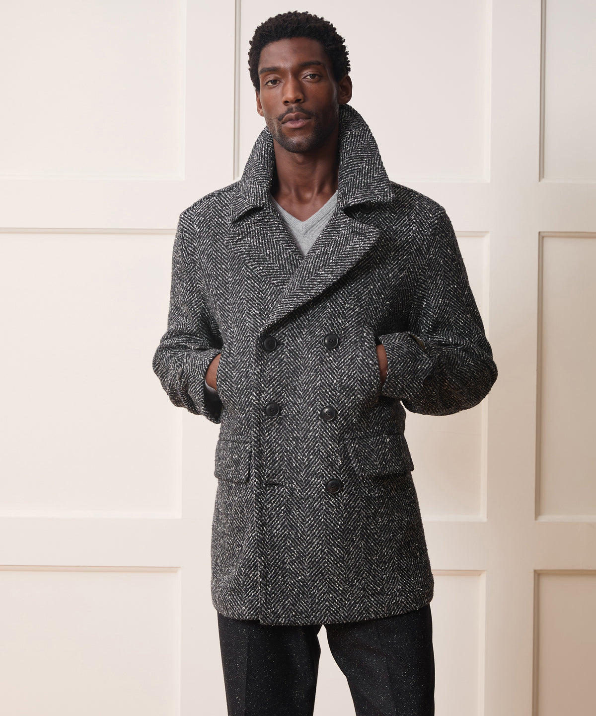 Italian Herringbone Peacoat