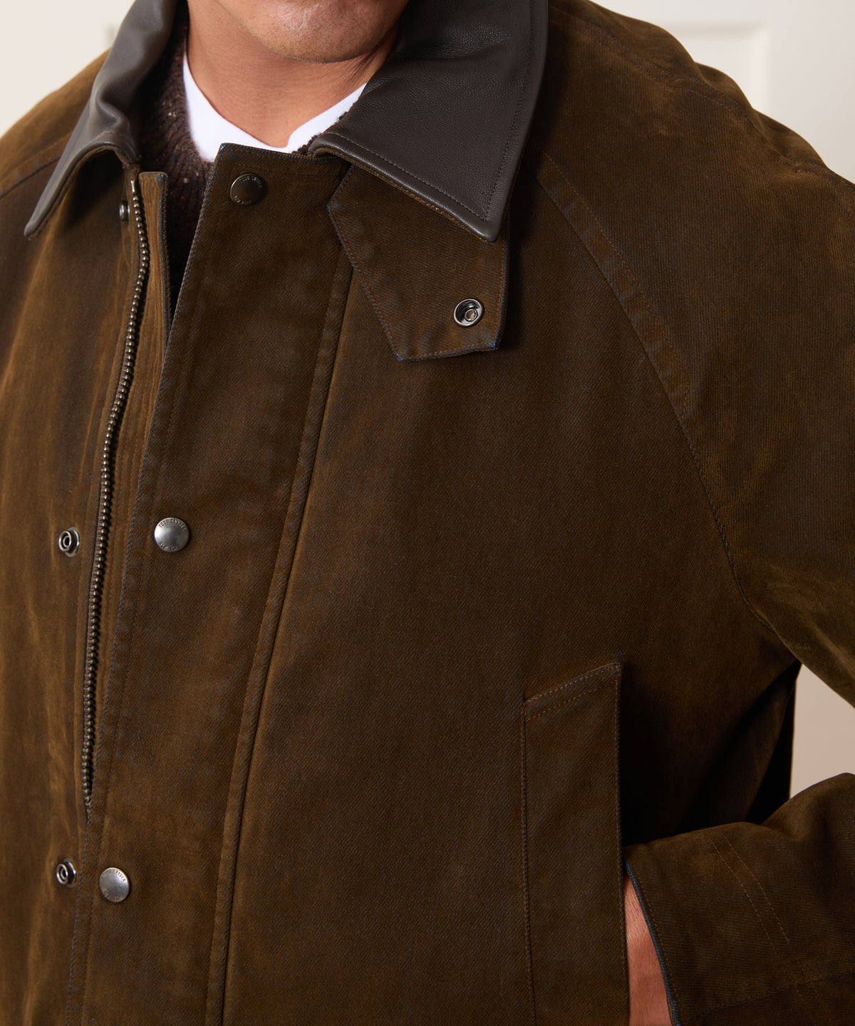 Flocked Denim Long Stable Jacket