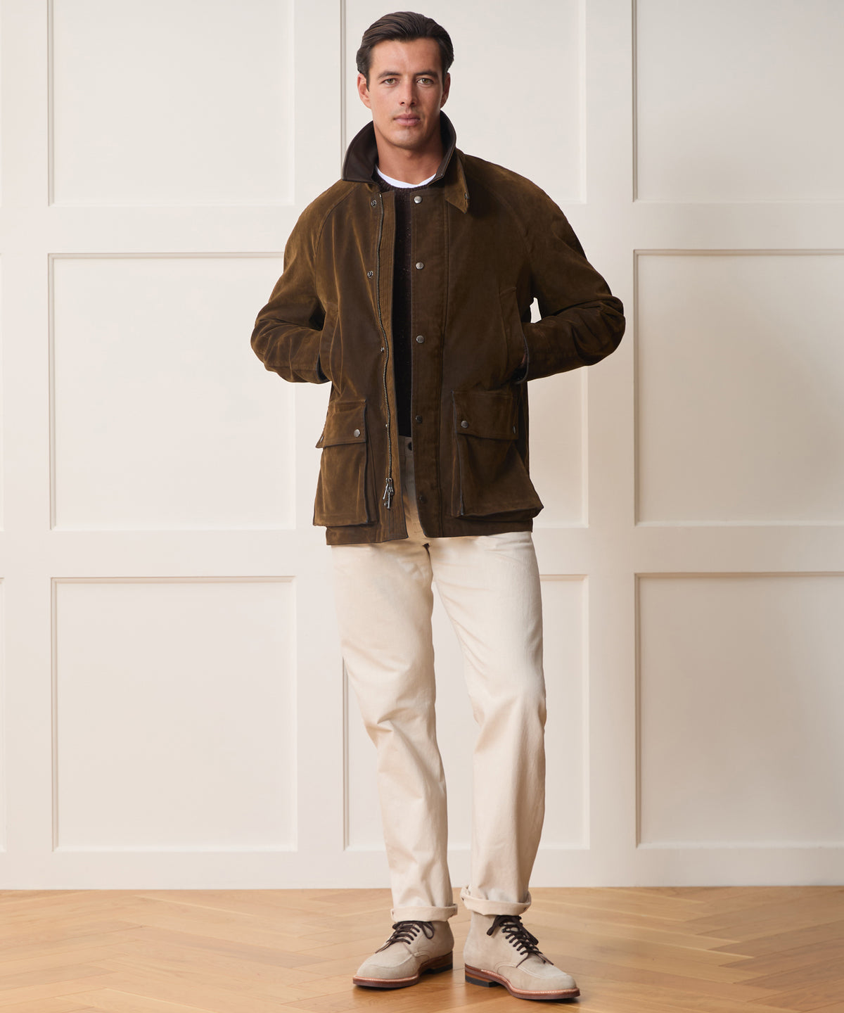 Flocked Denim Long Stable Jacket