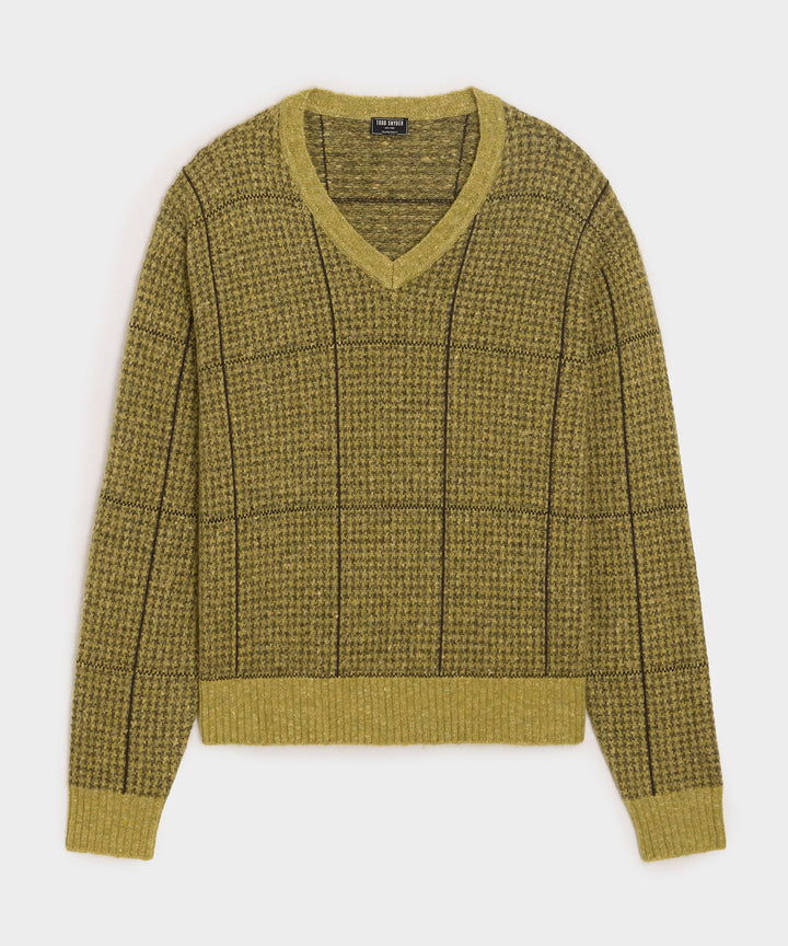 Glen Plaid V-Neck Sweater
