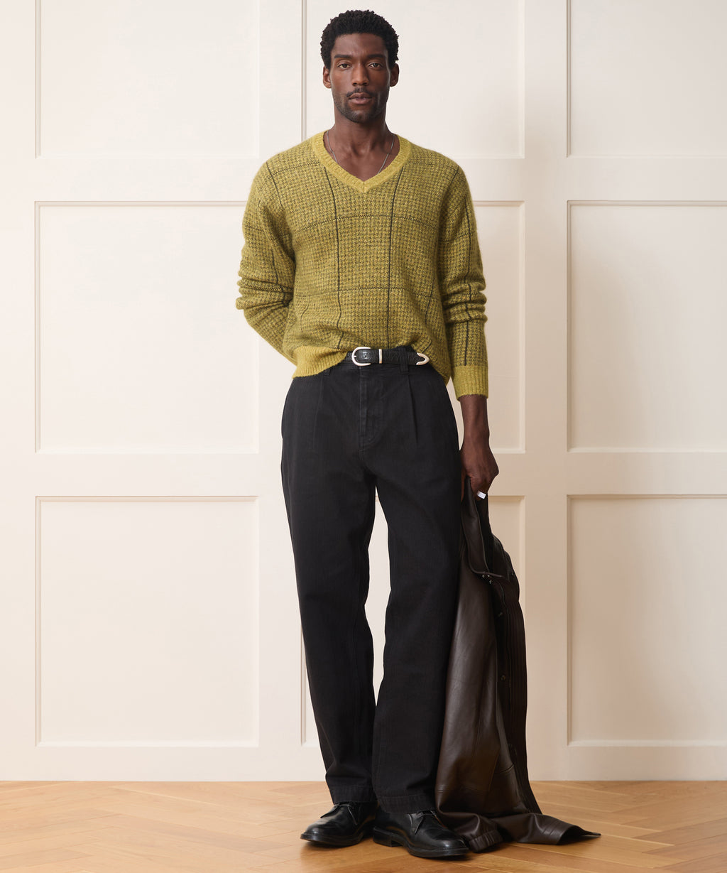 Glen Plaid V-Neck Sweater