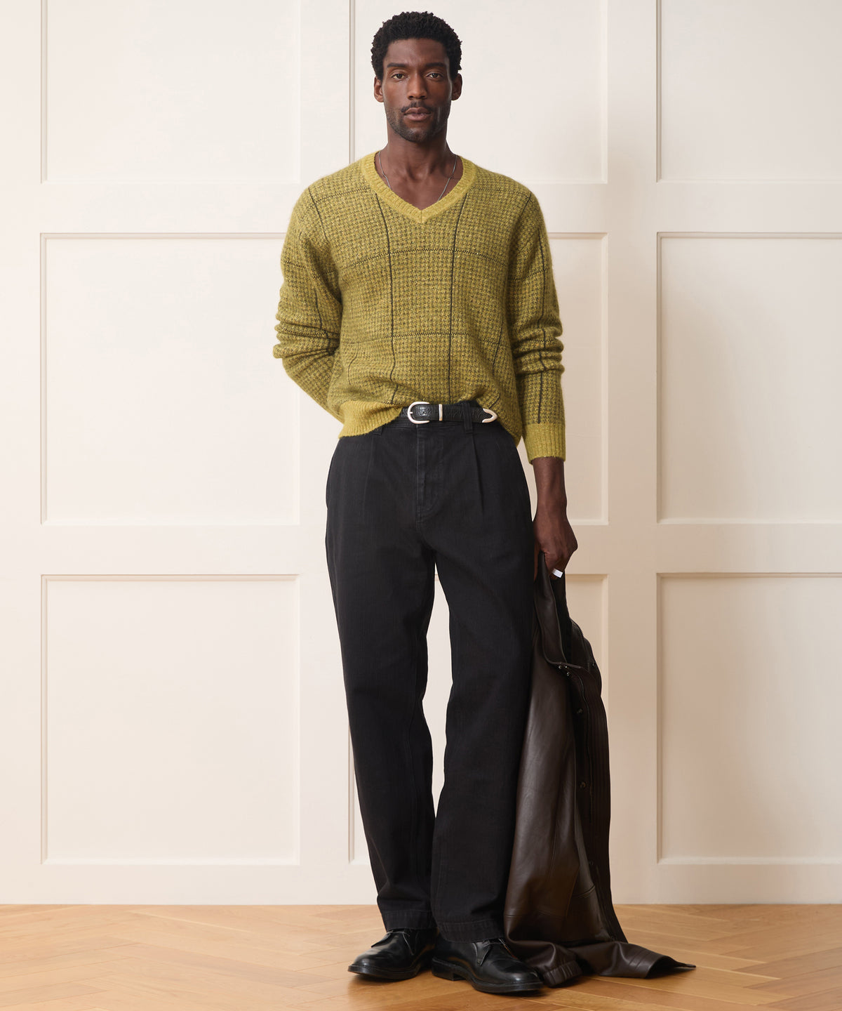 Glen Plaid V-Neck Sweater