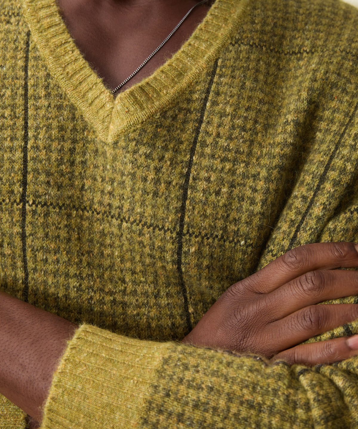 Glen Plaid V-Neck Sweater