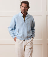 Cropped Linen Harrington Jacket